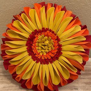 Red, Yellow, Orange Sunflower Pillow